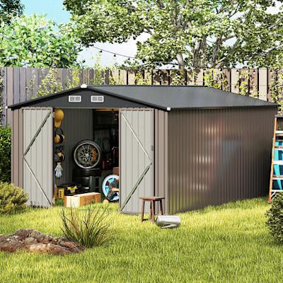 METAL STORAGE SHED FOR GARDEN TOOLS 10' x 14'
