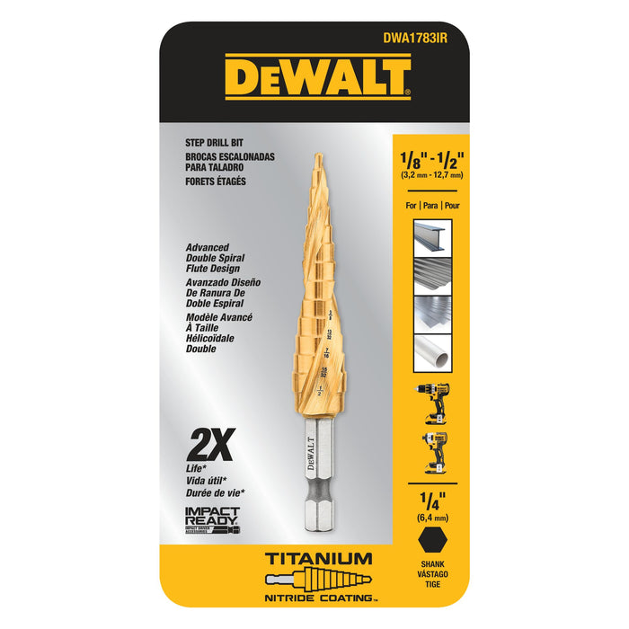 1/8" - 1/2" IMPACT READY® Titanium Nitride Coating Step Drill Bit