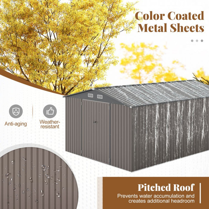 METAL STORAGE SHED FOR GARDEN TOOLS 10' x 14'