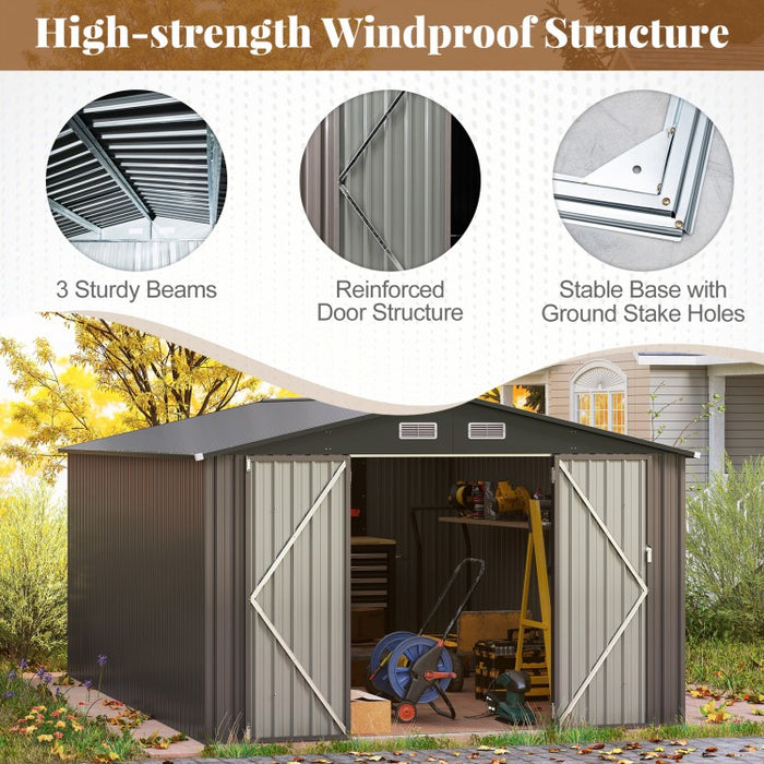 METAL STORAGE SHED FOR GARDEN TOOLS 10' x 14'