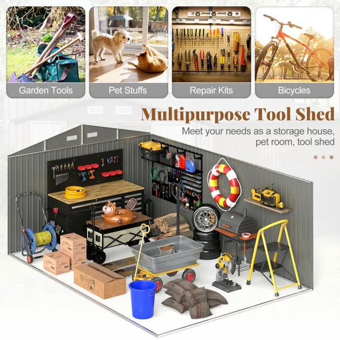 METAL STORAGE SHED FOR GARDEN TOOLS 10' x 14'