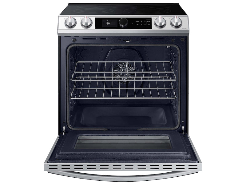 Bespoke Smart Slide-in Electric Range 6.3 cu. ft. with Smart Dial & Air Fry in White Glass - SAMSUNG (NE63BB871112A)