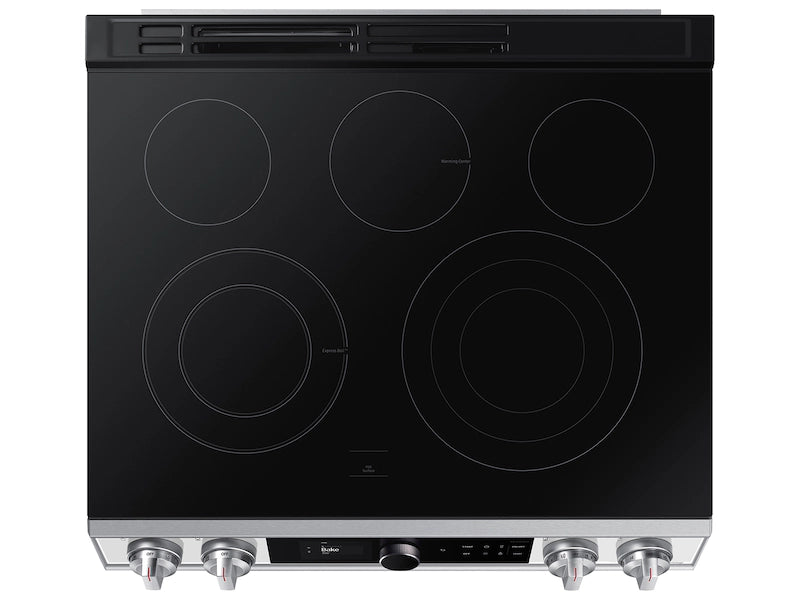 Bespoke Smart Slide-in Electric Range 6.3 cu. ft. with Smart Dial & Air Fry in White Glass - SAMSUNG (NE63BB871112A)