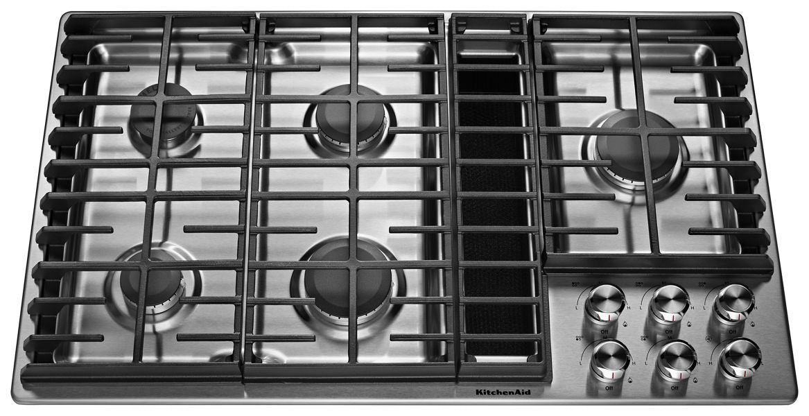 36" 5 Burner Gas Downdraft Cooktop Stainless Steel - KITCHEN AID (KCGD506GSS)