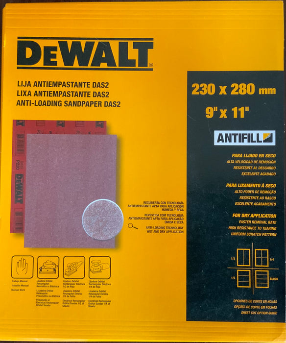 LIJA ANTIEMPASTANTE DAS2 80G 9" X 11" - DEWALT (DAS20080S)