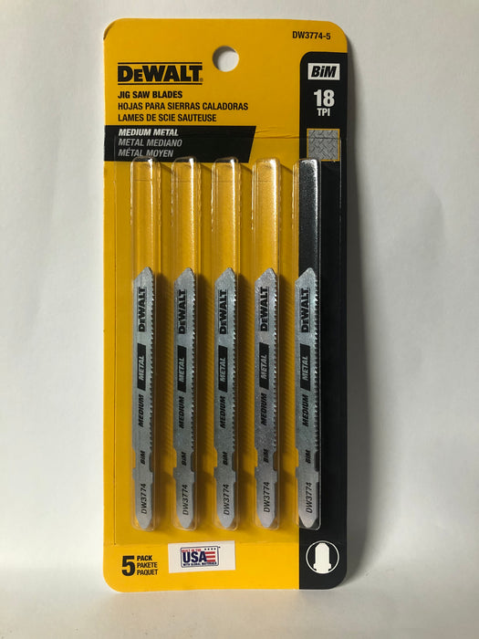 Hojas para sierra caladora (Jig Saw) de 18 tpi - DeWALT (DW3774-5)