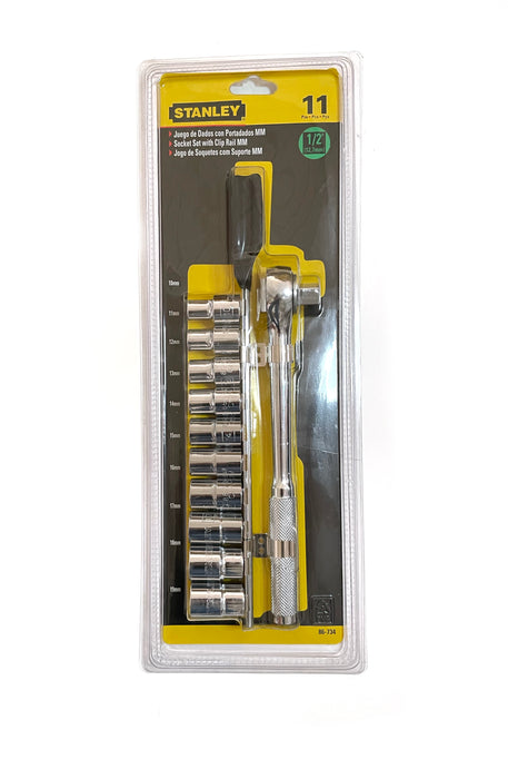 11PC SOCKET SET (10-19MM) WITH RATCHET - STANLEY (9786734)
