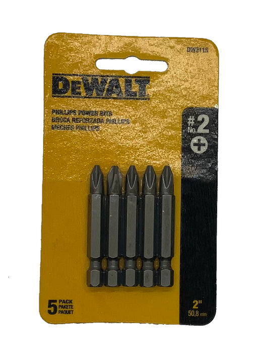 5 PCS #2 PHILLIPS POWER BITS - DEWALT (DW2115Z)