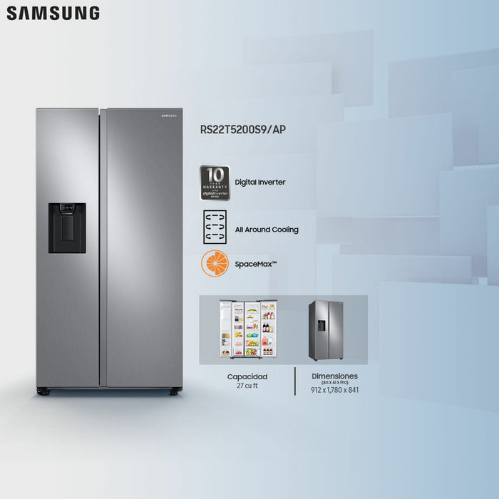22 CU. FT COUNTER DEPTH SIDE BY SIDE STAINLESS STEEL - SAMSUNG (RS22T5201SR)