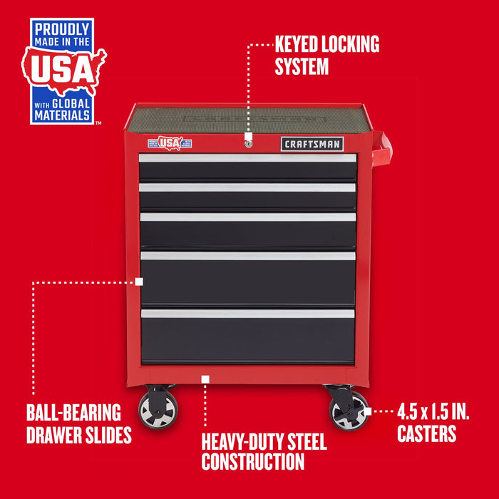5 Drawer Rolling Cabinet (Red) - Craftsman (CMST22752RB)