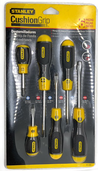 6PCS CUSHION GRIP SCREWDRIVERS - STANLEY (95IB91539)